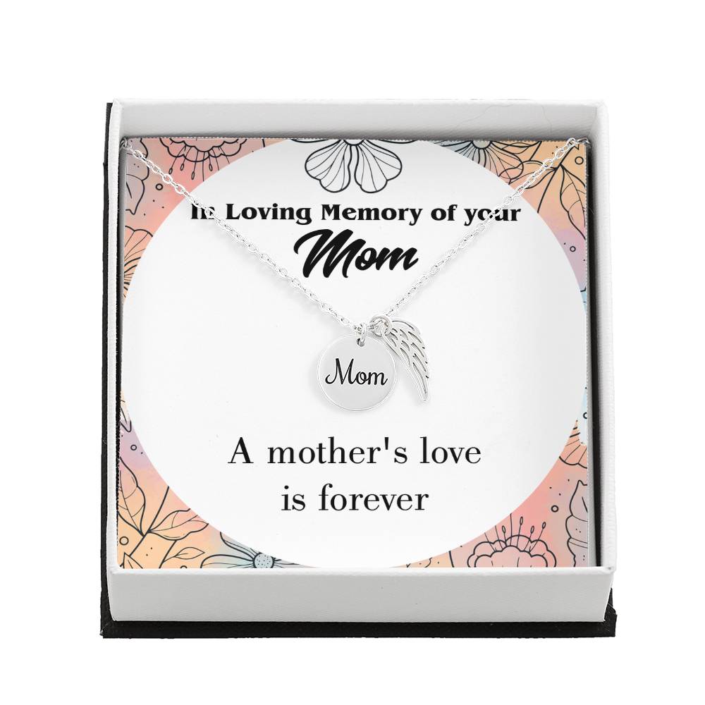 Mother'S Love Is Forever Mom Remembrance Necklace Angel Wing Charm, Stainless Steel 18-22'' Chain-Express Your Love Gifts