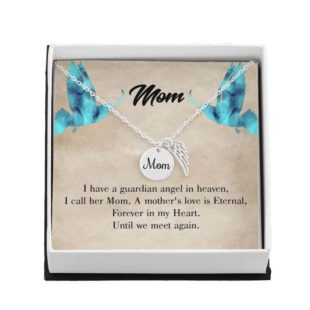 Mother&#39;S Love Is Eternal Mom Remembrance Necklace Angel Wing Charm, Stainless Steel 18-22&#39;&#39; Chain-Express Your Love Gifts