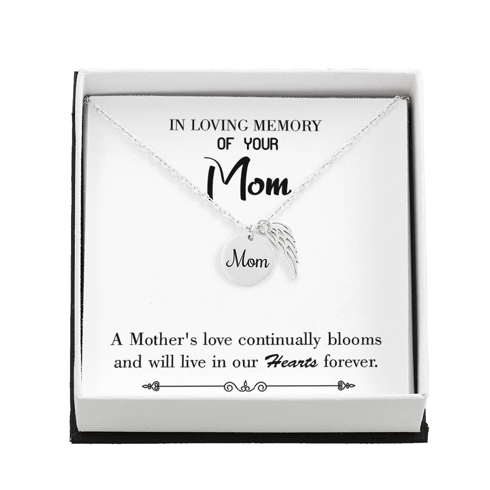 Mother&#39;S Love Blooms White Mom Remembrance Necklace Angel Wing Charm, Stainless Steel 18-22&#39;&#39; Chain-Express Your Love Gifts