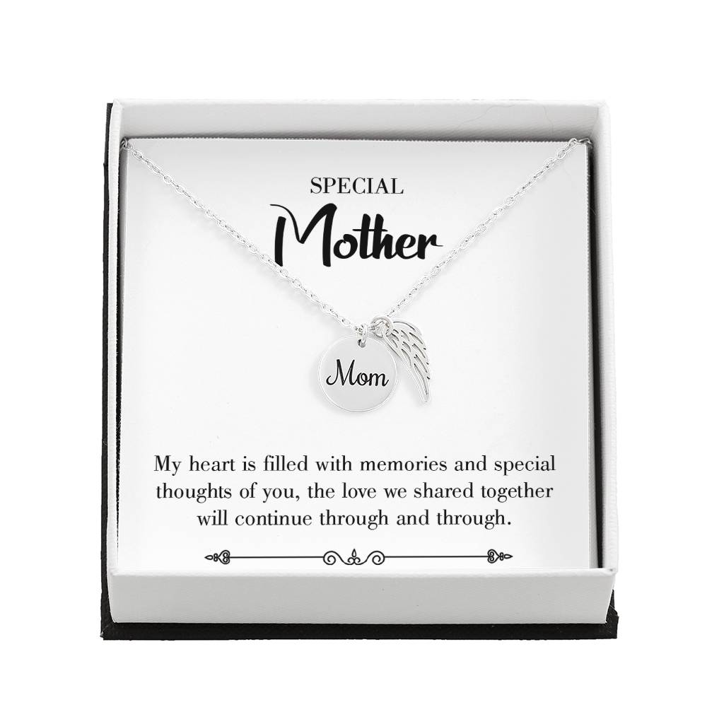 Special Mother White Mom Remembrance Necklace Angel Wing Charm, Stainless Steel 18-22&#39;&#39; Chain-Express Your Love Gifts