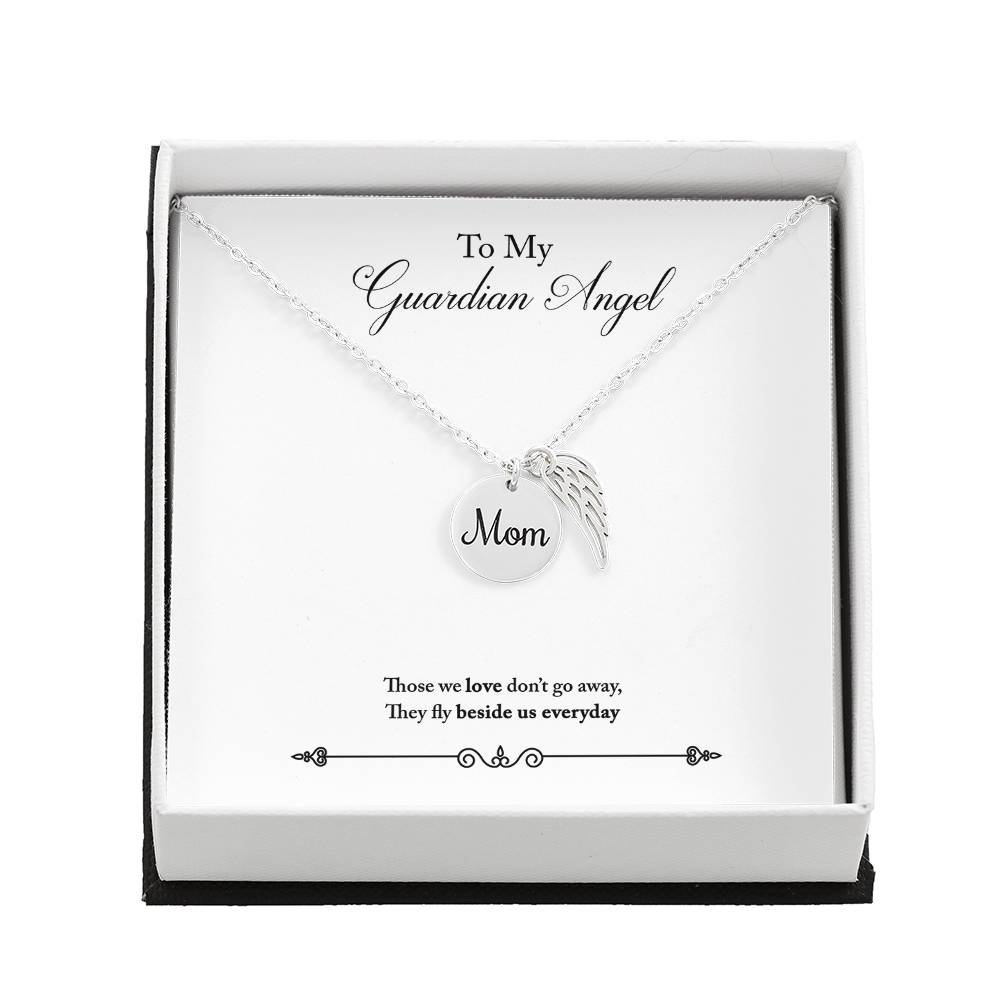 Guardian Angel Remembrance Mom Remembrance Necklace Angel Wing Charm, Stainless Steel 18-22&#39;&#39; Chain-Express Your Love Gifts