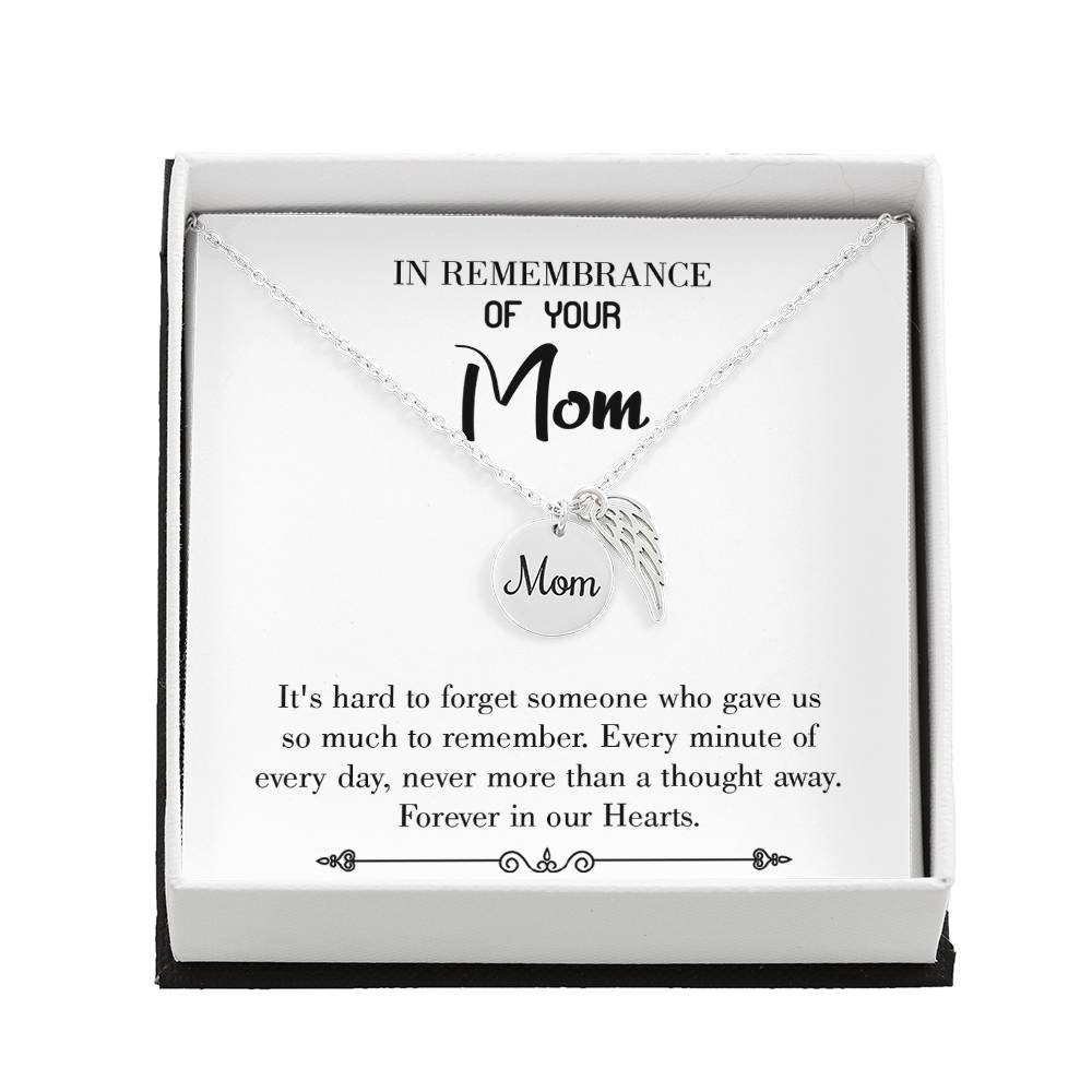 So Much To Remember White Mom Remembrance Necklace Angel Wing Charm, Stainless Steel 18-22&#39;&#39; Chain-Express Your Love Gifts