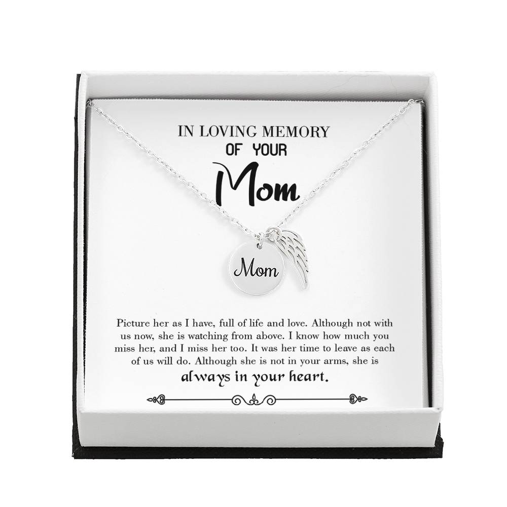 Full Life Mom Remembrance Necklace Angel Wing Charm, Stainless Steel 18-22&#39;&#39; Chain-Express Your Love Gifts