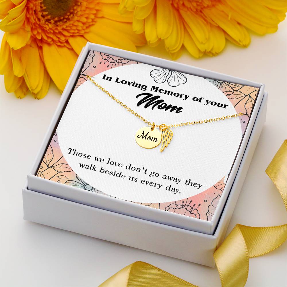 Those We Love Mom Remembrance Necklace Angel Wing Charm, Stainless Steel 18-22'' Chain-Express Your Love Gifts