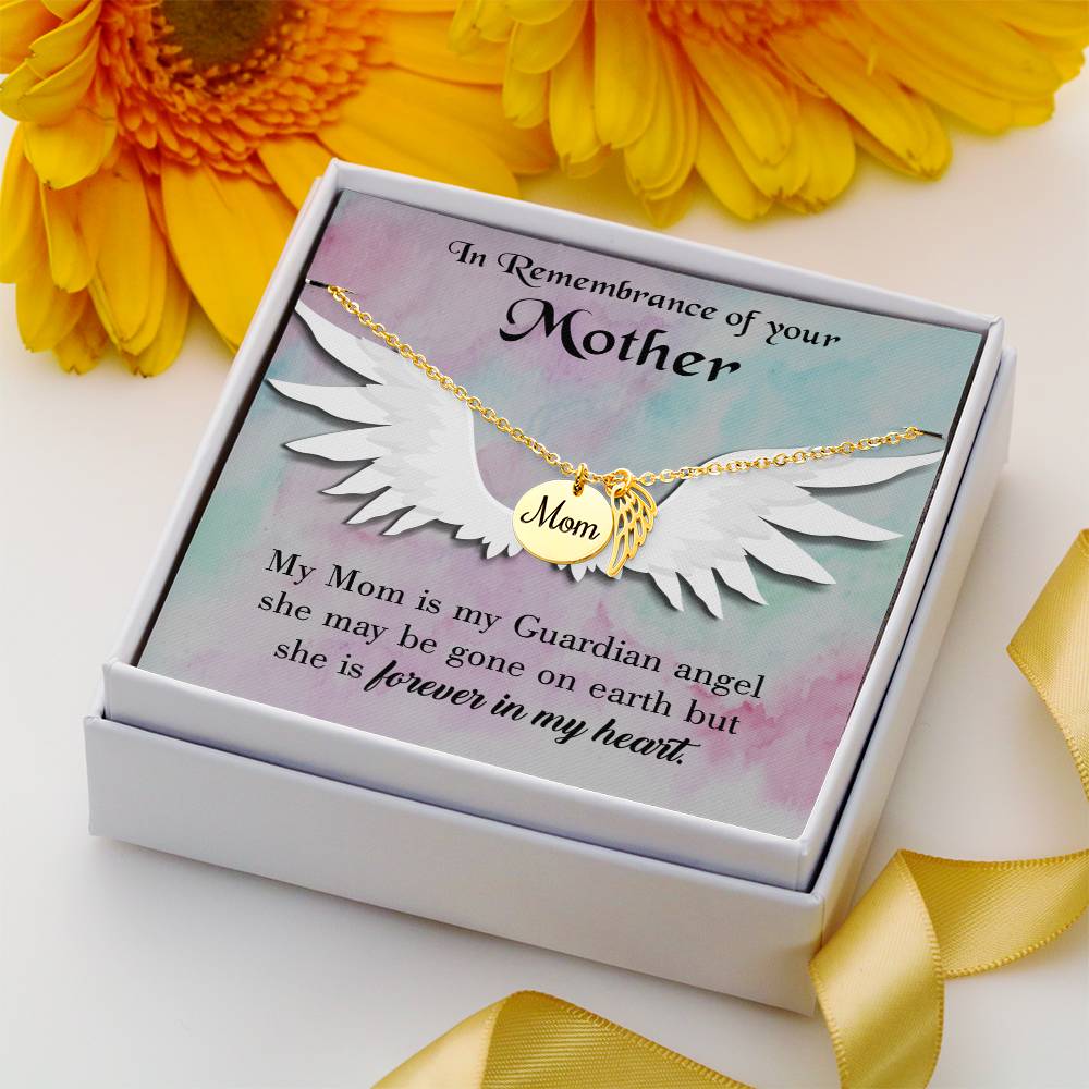 Mommy Guardian Angel Mom Remembrance Necklace Angel Wing Charm, Stainless Steel 18-22'' Chain-Express Your Love Gifts