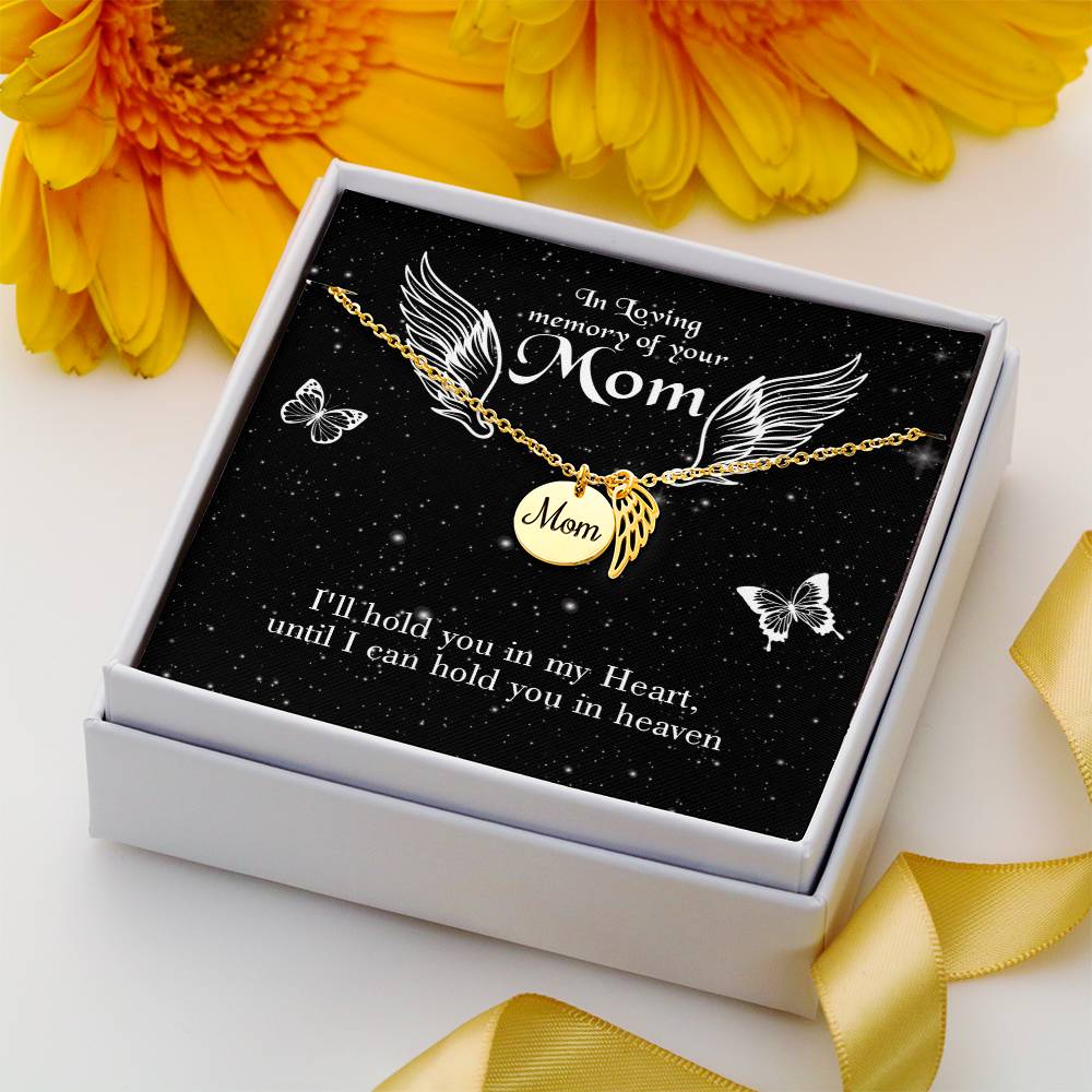 I'Ll Hold You Mom Remembrance Necklace Angel Wing Charm, Stainless Steel 18-22'' Chain-Express Your Love Gifts