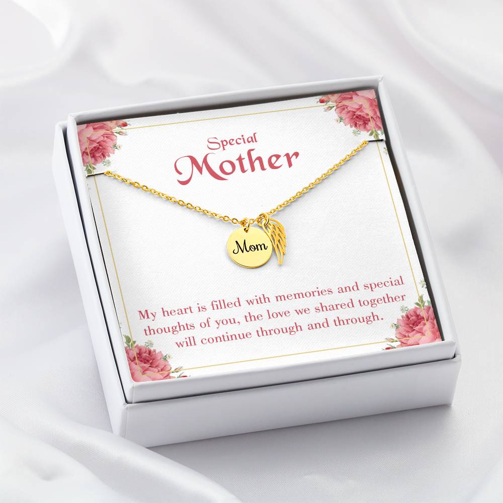 Special Mother Mom Remembrance Necklace Angel Wing Charm, Stainless Steel 18-22'' Chain-Express Your Love Gifts