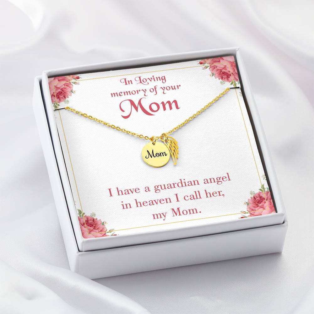 Guardian Angel Mom Mom Remembrance Necklace Angel Wing Charm, Stainless Steel 18-22'' Chain-Express Your Love Gifts