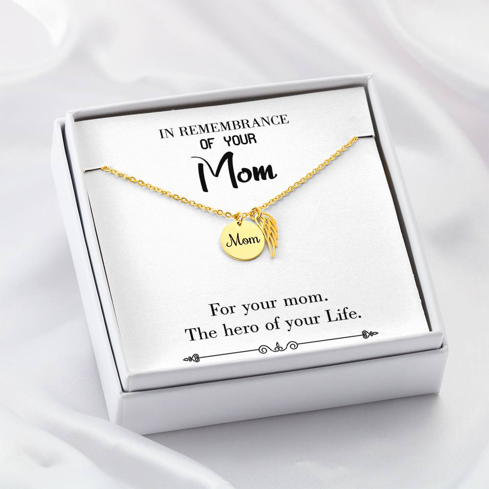 Mom Hero White Mom Remembrance Necklace Angel Wing Charm, Stainless Steel 18-22'' Chain-Express Your Love Gifts