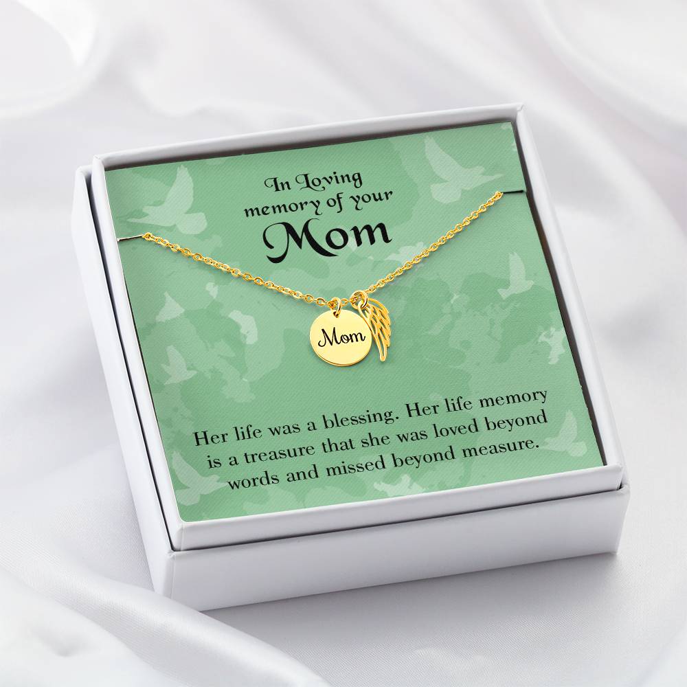 Mom'S Life A Blessing Mom Remembrance Necklace Angel Wing Charm, Stainless Steel 18-22'' Chain-Express Your Love Gifts