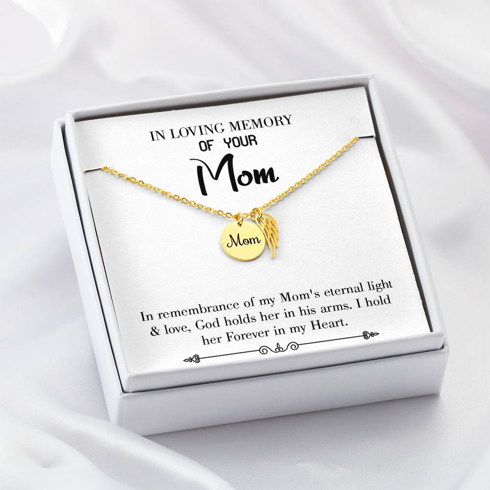 Mom'S Eternal Light White Mom Remembrance Necklace Angel Wing Charm, Stainless Steel 18-22'' Chain-Express Your Love Gifts