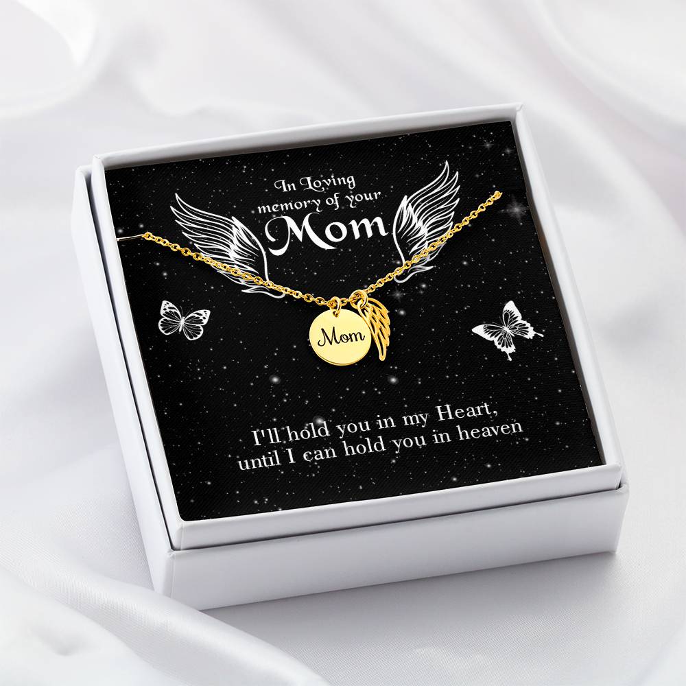 I'Ll Hold You Mom Remembrance Necklace Angel Wing Charm, Stainless Steel 18-22'' Chain-Express Your Love Gifts