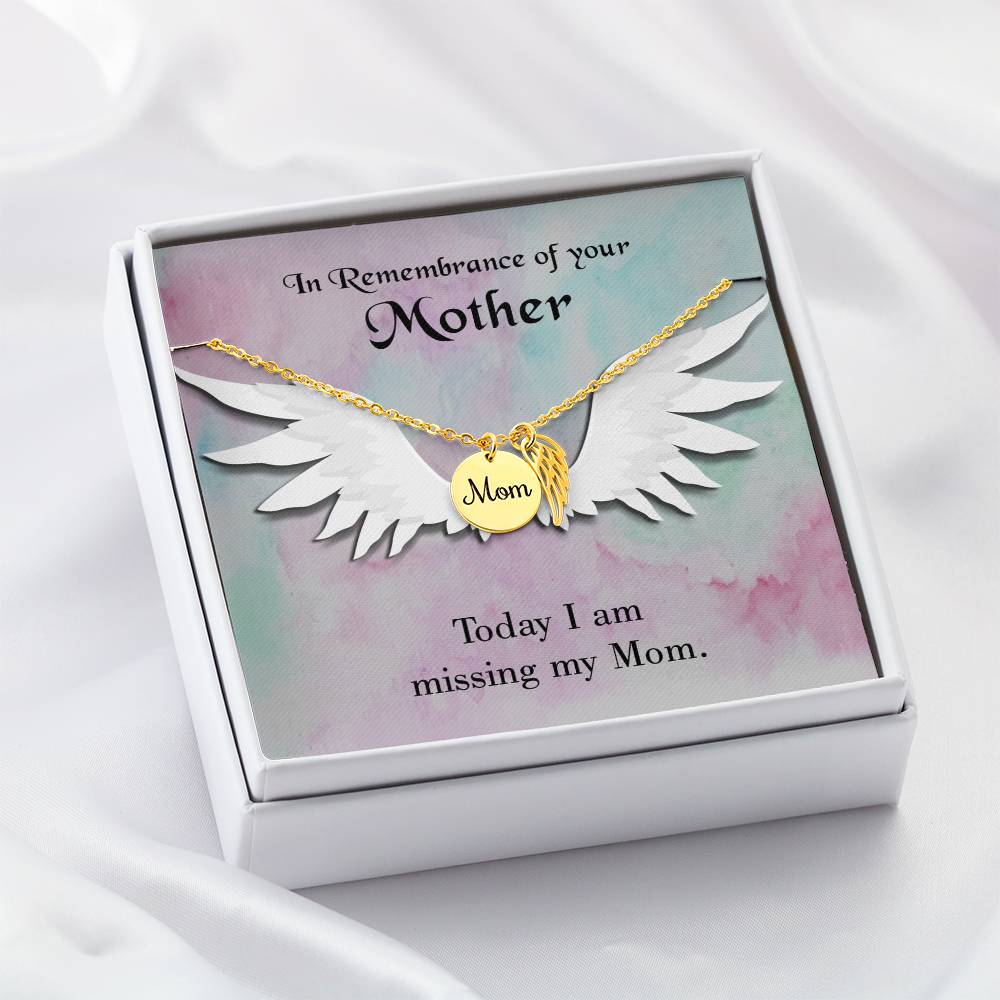 Missing My Mom Mom Remembrance Necklace Angel Wing Charm, Stainless Steel 18-22'' Chain-Express Your Love Gifts