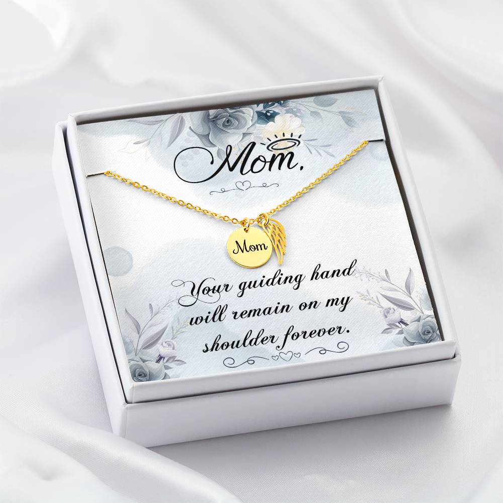 Your Guiding Hand Mom Remembrance Necklace Angel Wing Charm, Stainless Steel 18-22'' Chain-Express Your Love Gifts