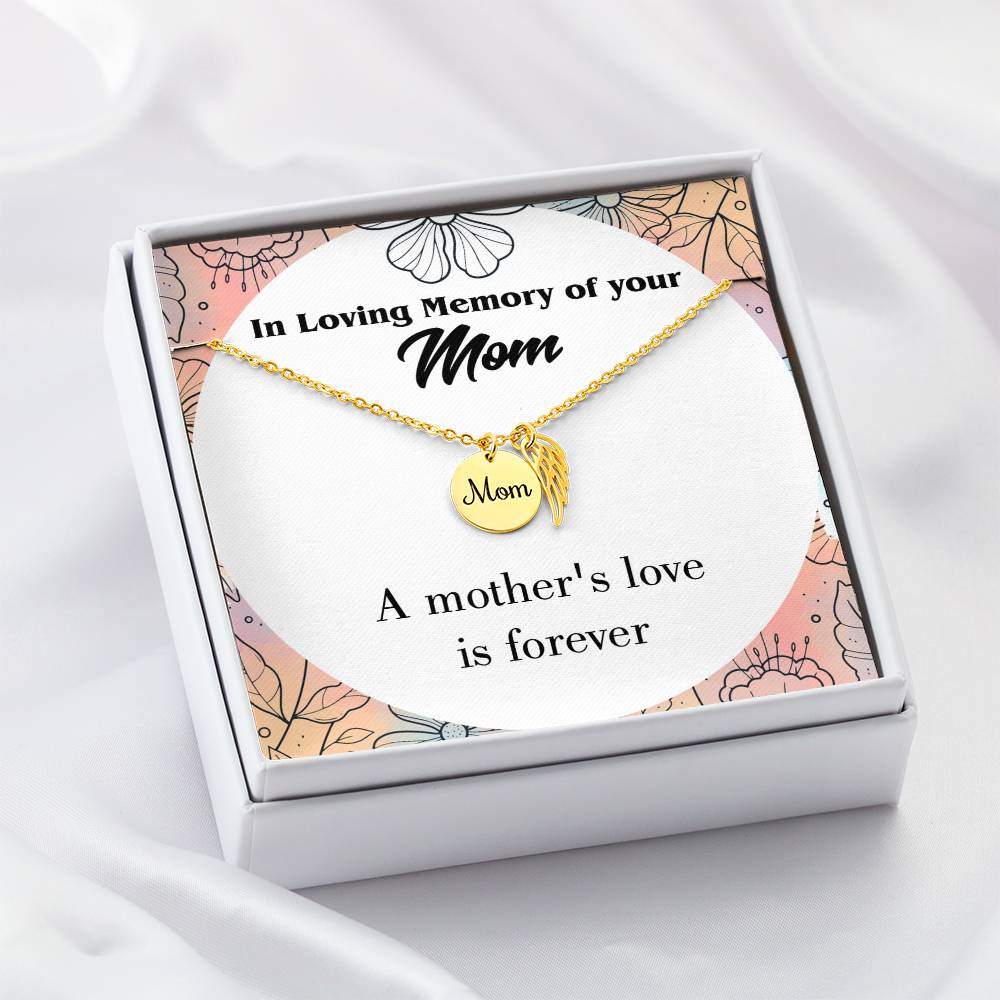 Mother'S Love Is Forever Mom Remembrance Necklace Angel Wing Charm, Stainless Steel 18-22'' Chain-Express Your Love Gifts