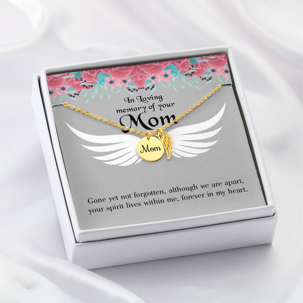 Gone Not Forgotten Mom Remembrance Necklace Angel Wing Charm, Stainless Steel 18-22'' Chain-Express Your Love Gifts