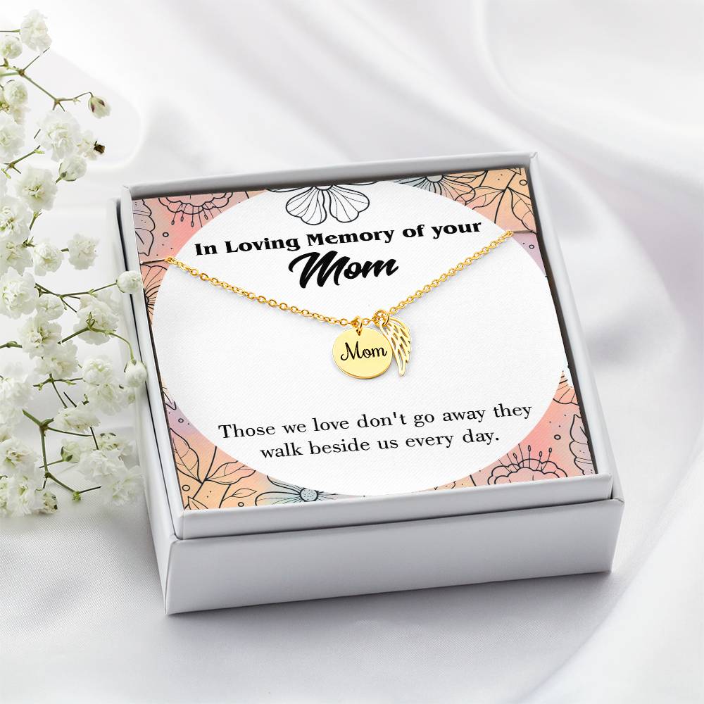 Those We Love Mom Remembrance Necklace Angel Wing Charm, Stainless Steel 18-22'' Chain-Express Your Love Gifts