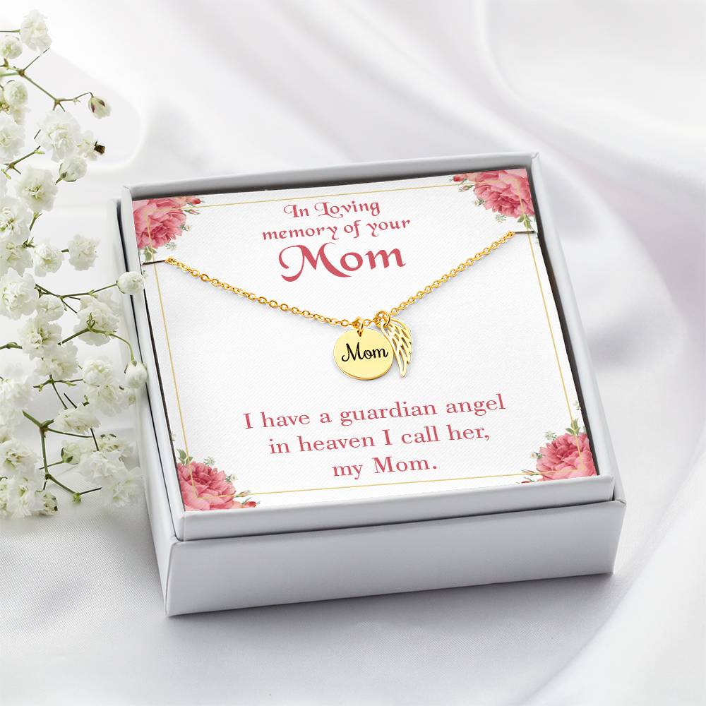 Guardian Angel Mom Mom Remembrance Necklace Angel Wing Charm, Stainless Steel 18-22'' Chain-Express Your Love Gifts