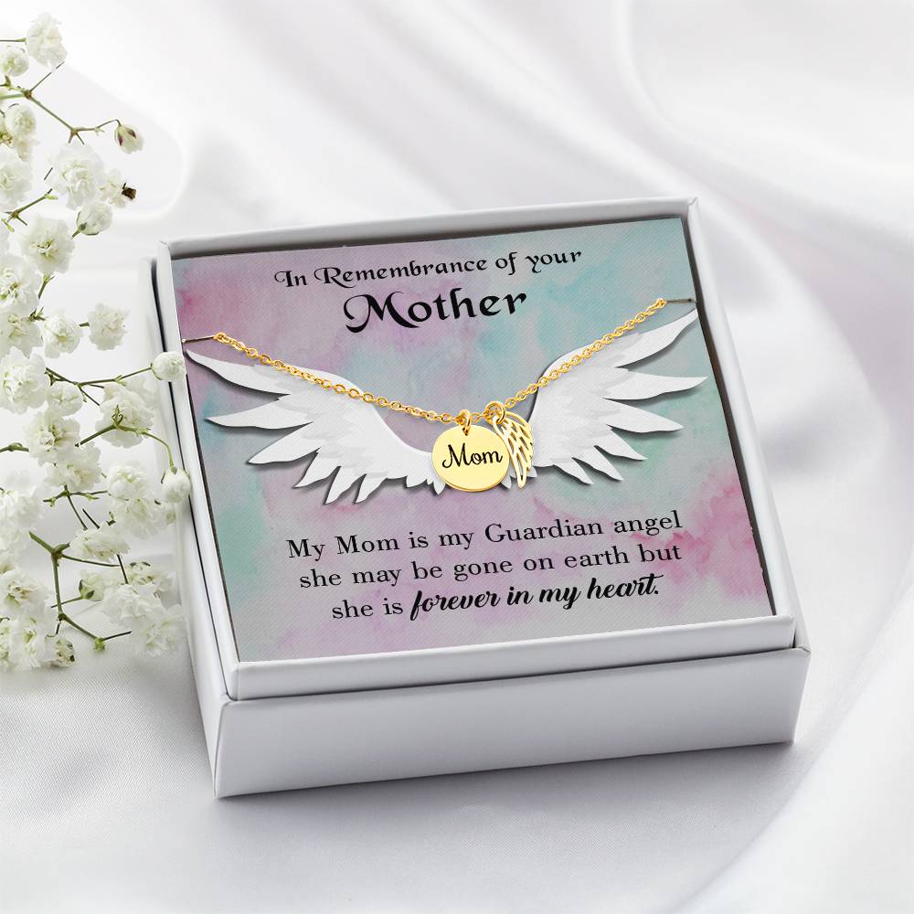 Mommy Guardian Angel Mom Remembrance Necklace Angel Wing Charm, Stainless Steel 18-22'' Chain-Express Your Love Gifts