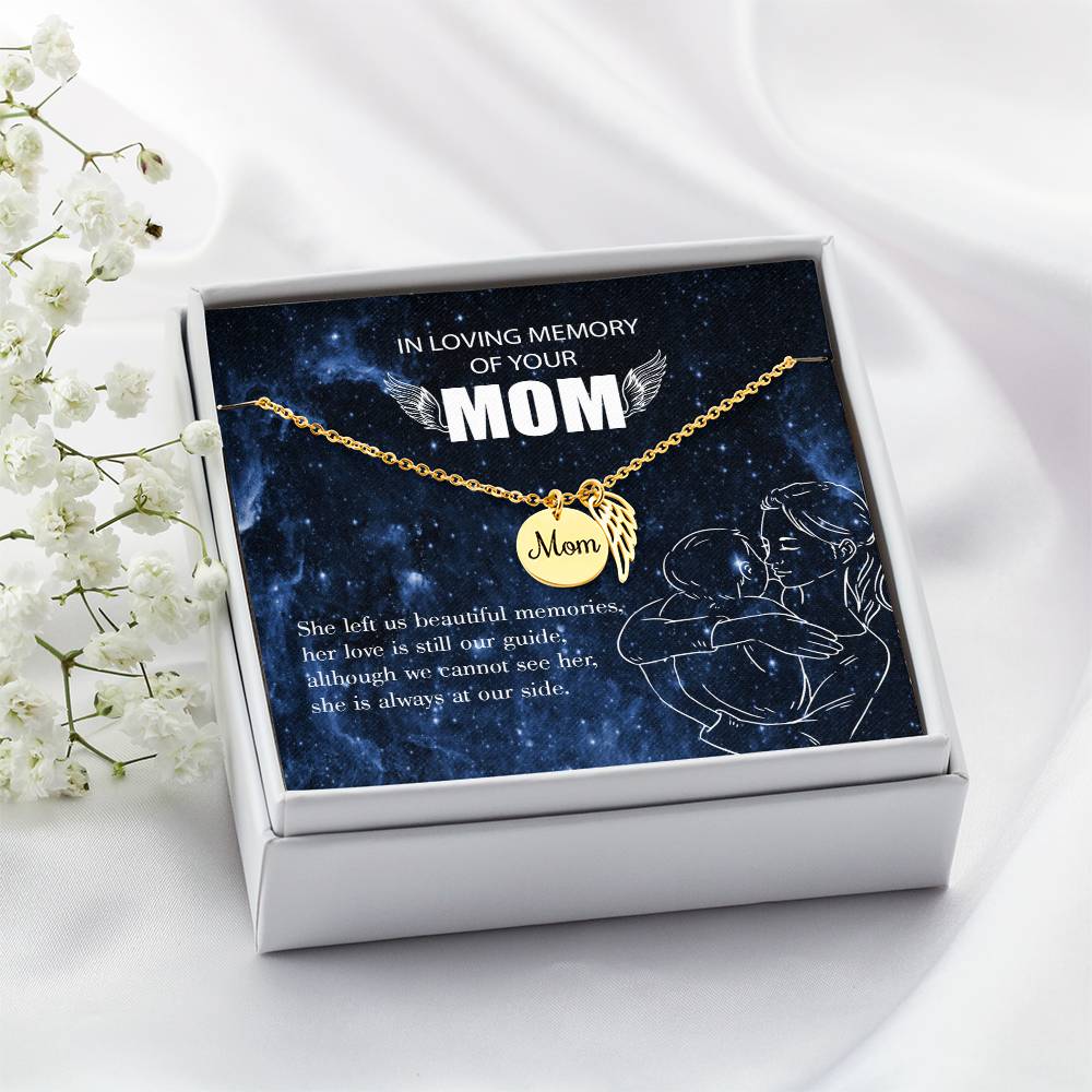 Mom'S Love Our Guide Mom Remembrance Necklace Angel Wing Charm, Stainless Steel 18-22'' Chain-Express Your Love Gifts