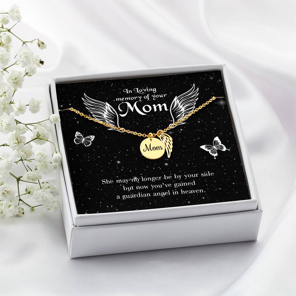 Guardian Angel Mom Remembrance Necklace Angel Wing Charm, Stainless Steel 18-22'' Chain-Express Your Love Gifts