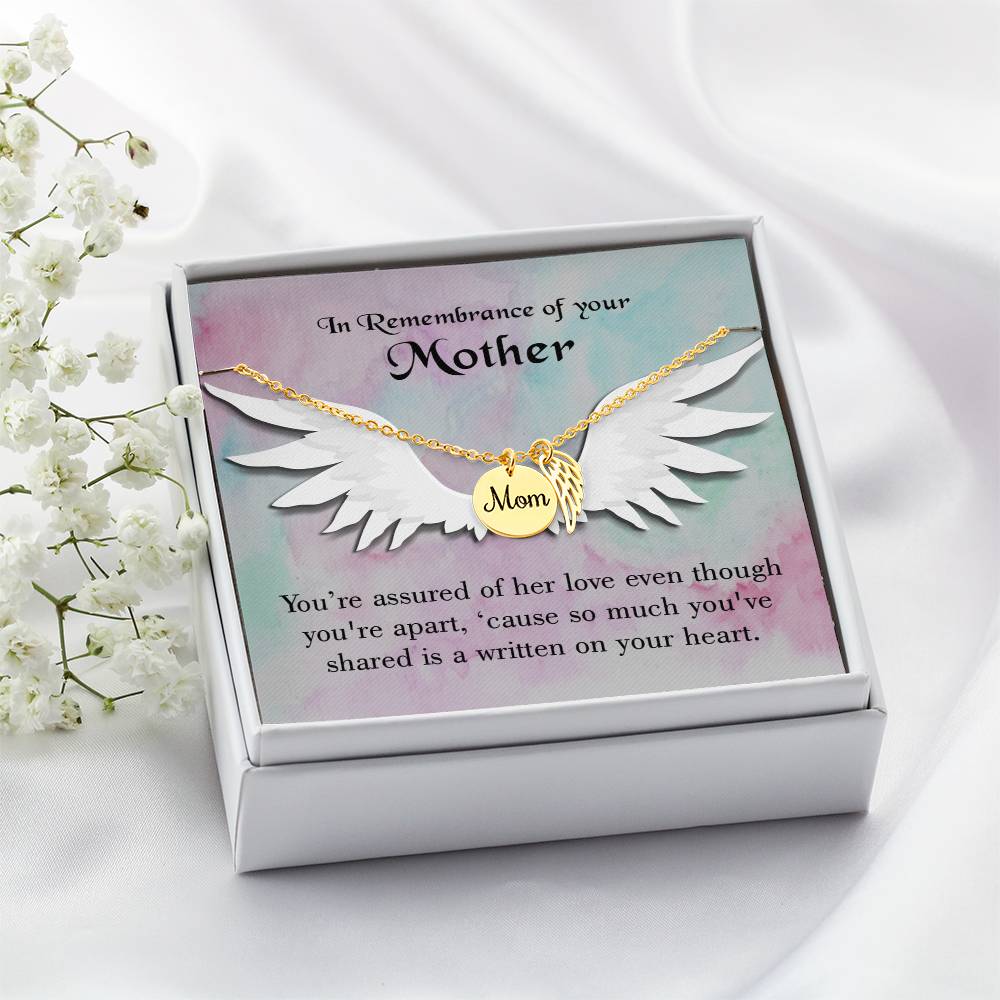 We Are Apart Mom Remembrance Necklace Angel Wing Charm, Stainless Steel 18-22'' Chain-Express Your Love Gifts