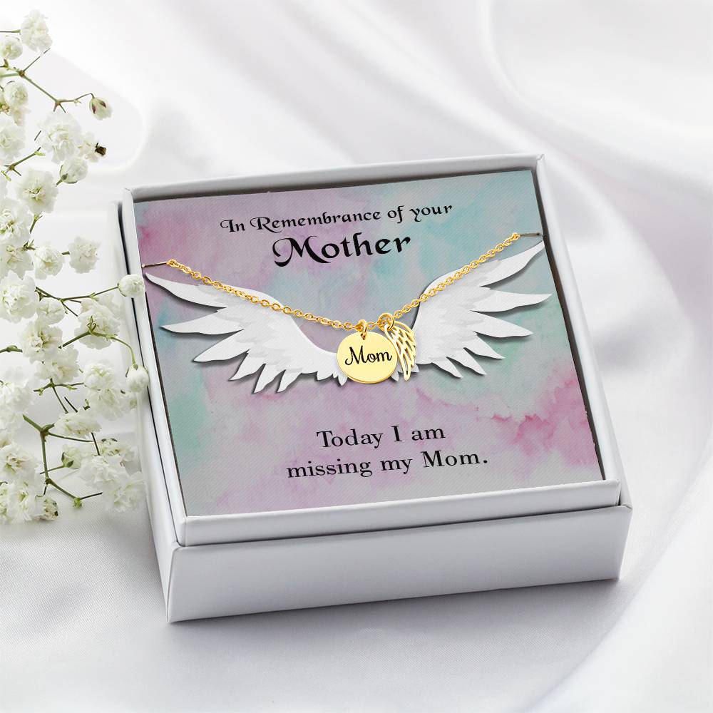 Missing My Mom Mom Remembrance Necklace Angel Wing Charm, Stainless Steel 18-22'' Chain-Express Your Love Gifts