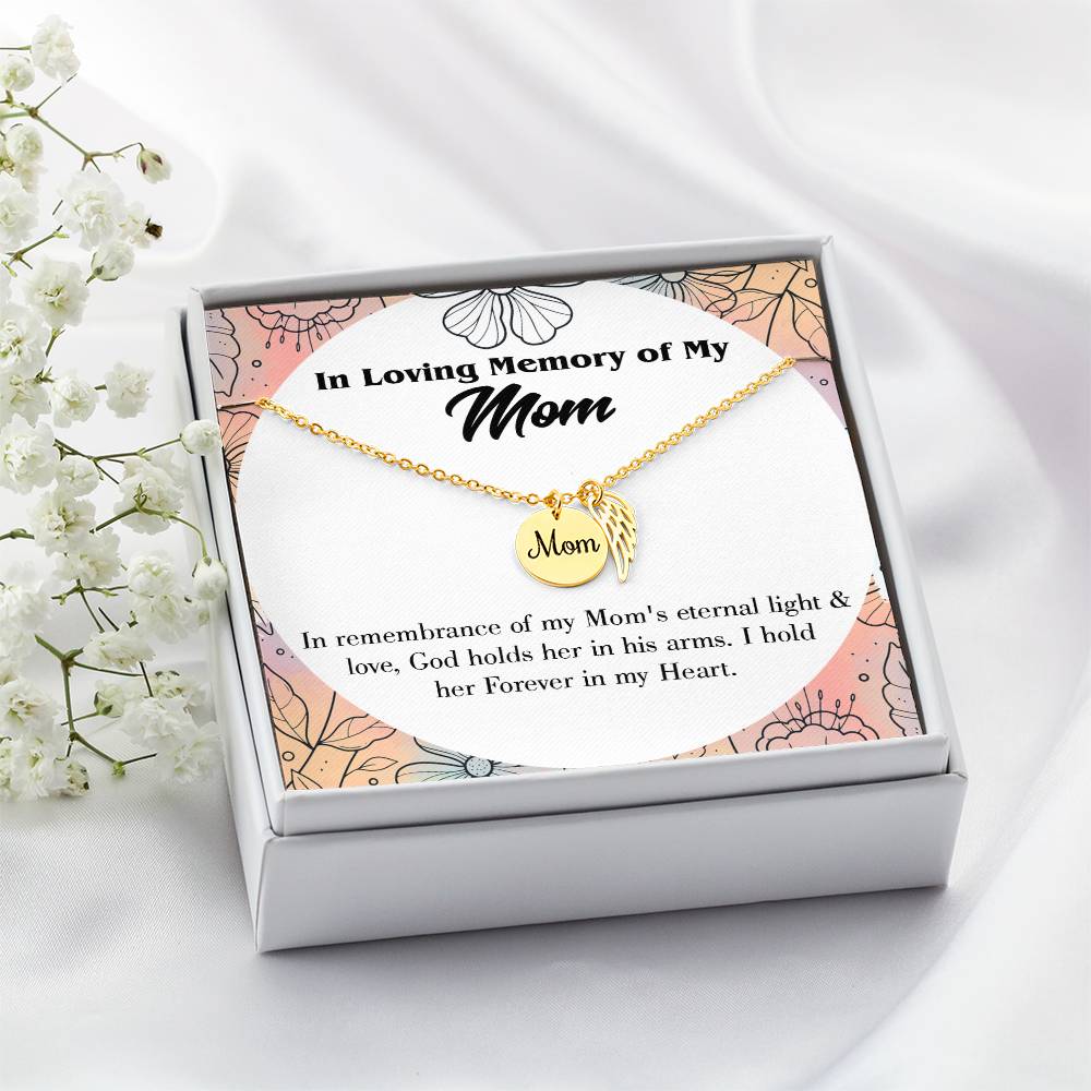 Eternal Light And Love Mom Remembrance Necklace Angel Wing Charm, Stainless Steel 18-22'' Chain-Express Your Love Gifts