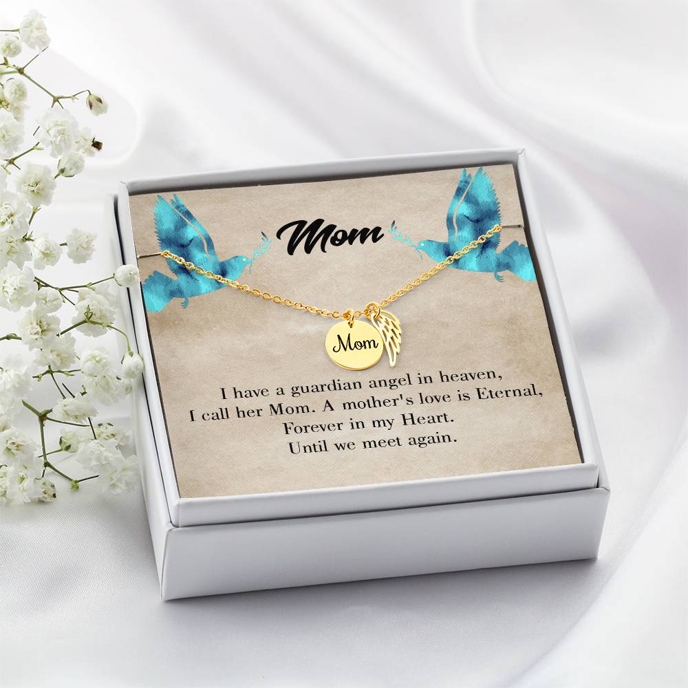 Mother'S Love Is Eternal Mom Remembrance Necklace Angel Wing Charm, Stainless Steel 18-22'' Chain-Express Your Love Gifts