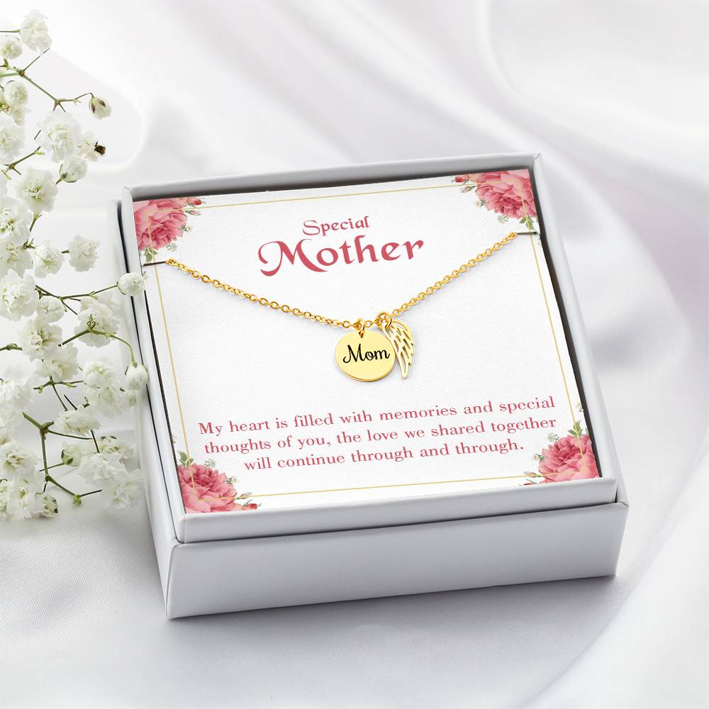 Special Mother Mom Remembrance Necklace Angel Wing Charm, Stainless Steel 18-22'' Chain-Express Your Love Gifts