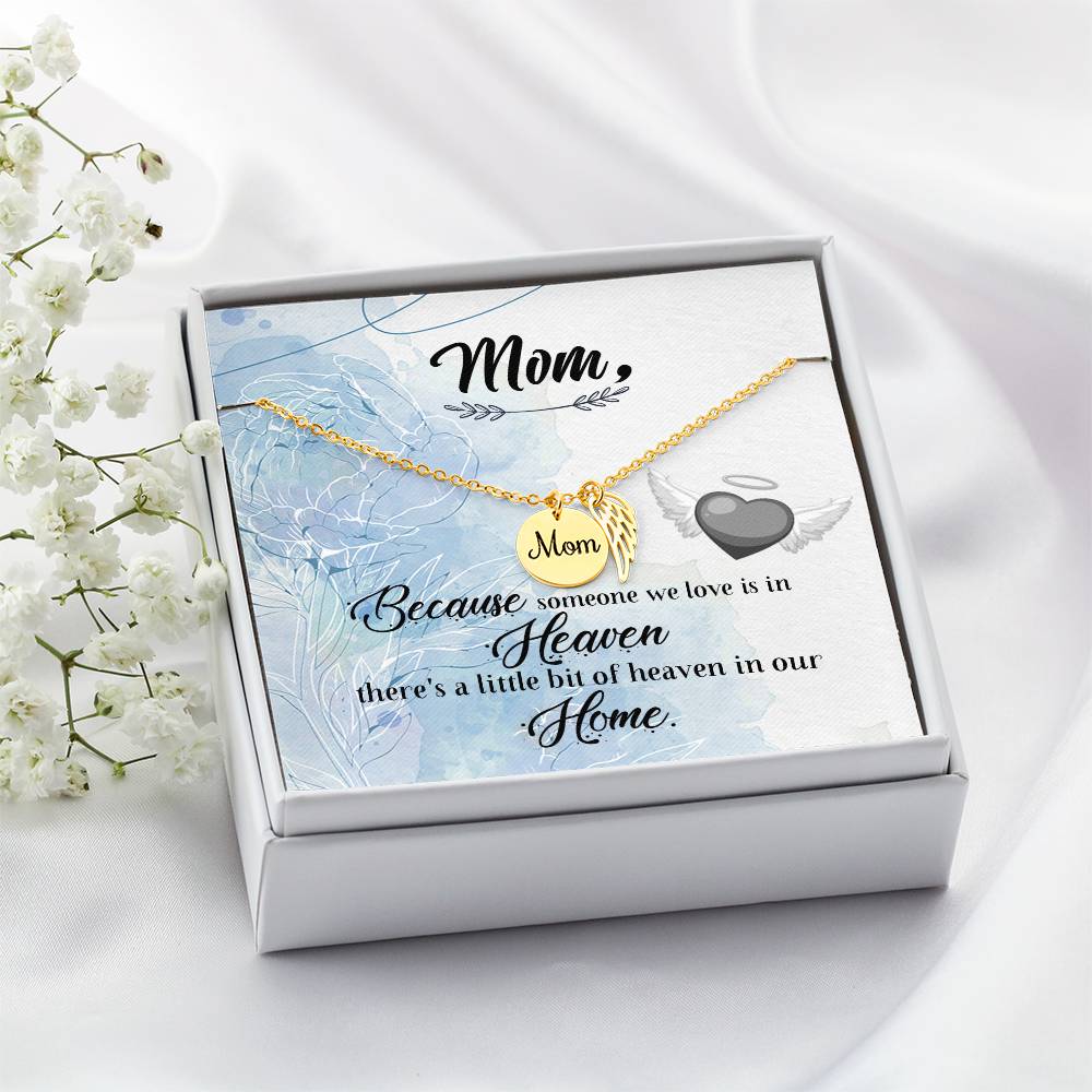 Because Someone We Love Mom Remembrance Necklace Angel Wing Charm, Stainless Steel 18-22'' Chain-Express Your Love Gifts