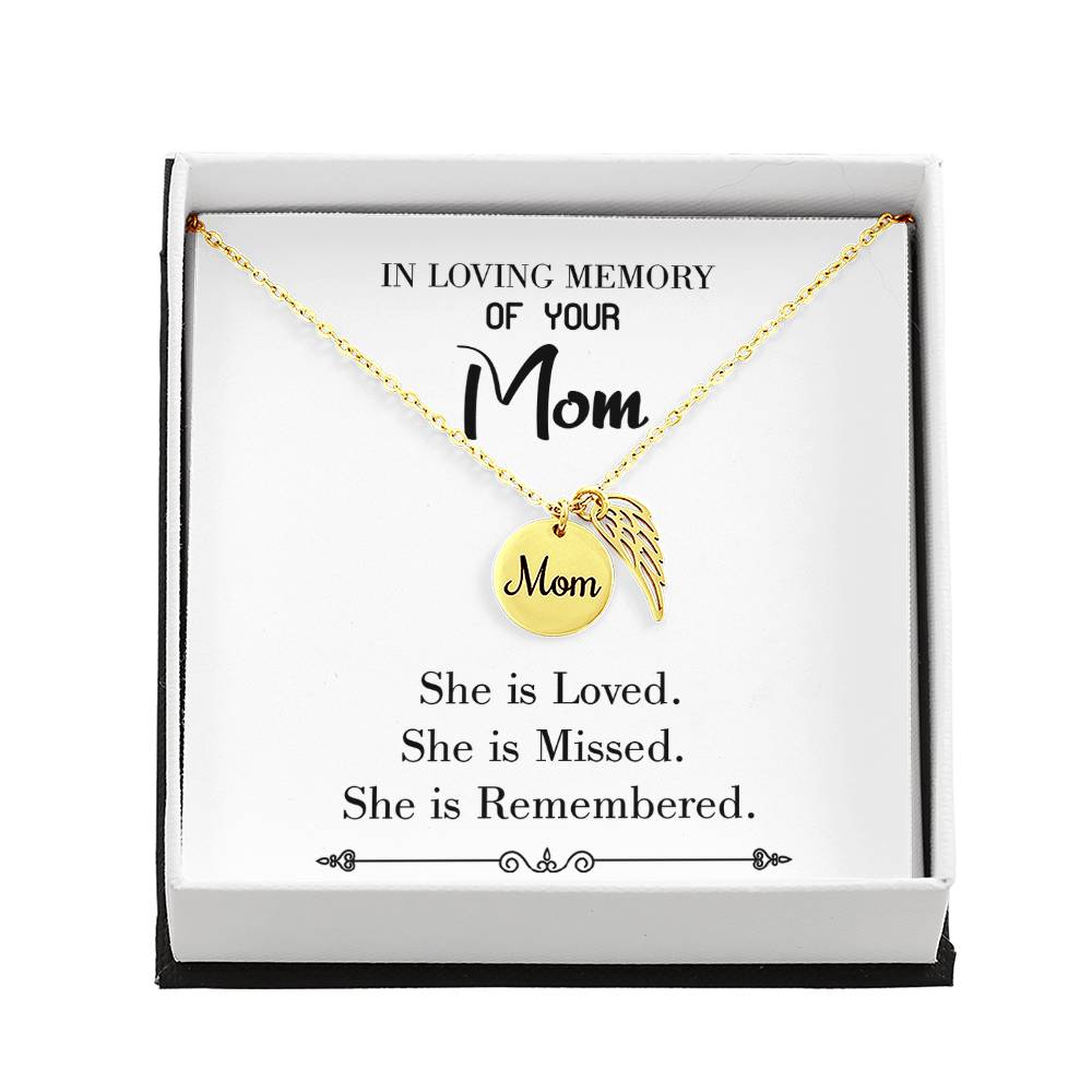 You Are Loved White Mom Remembrance Necklace Angel Wing Charm, Stainless Steel 18-22'' Chain-Express Your Love Gifts