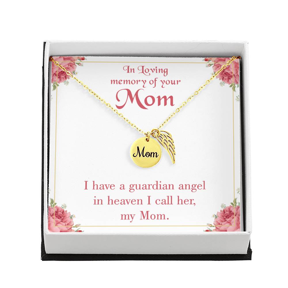 Guardian Angel Mom Mom Remembrance Necklace Angel Wing Charm, Stainless Steel 18-22'' Chain-Express Your Love Gifts