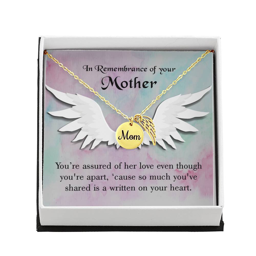 We Are Apart Mom Remembrance Necklace Angel Wing Charm, Stainless Steel 18-22'' Chain-Express Your Love Gifts