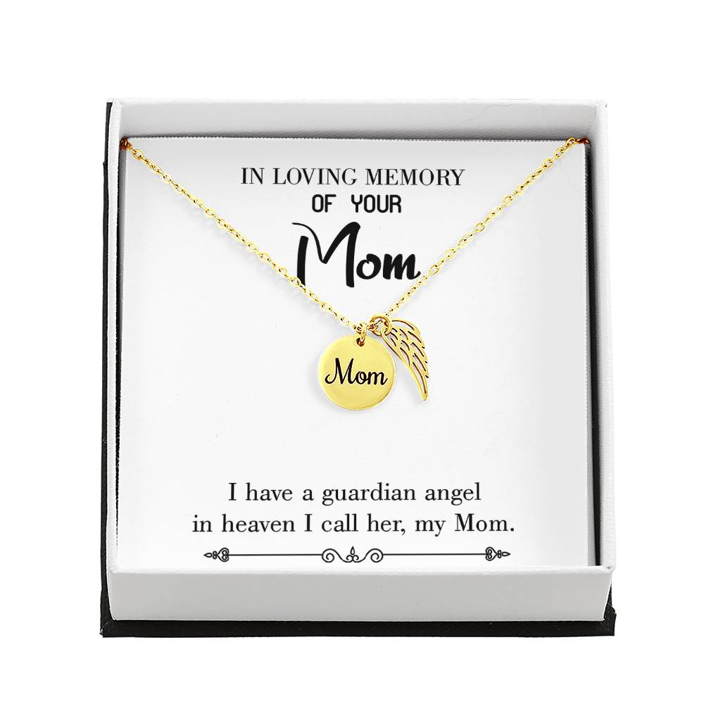 Guardian Angel Mom White Mom Remembrance Necklace Angel Wing Charm, Stainless Steel 18-22'' Chain-Express Your Love Gifts