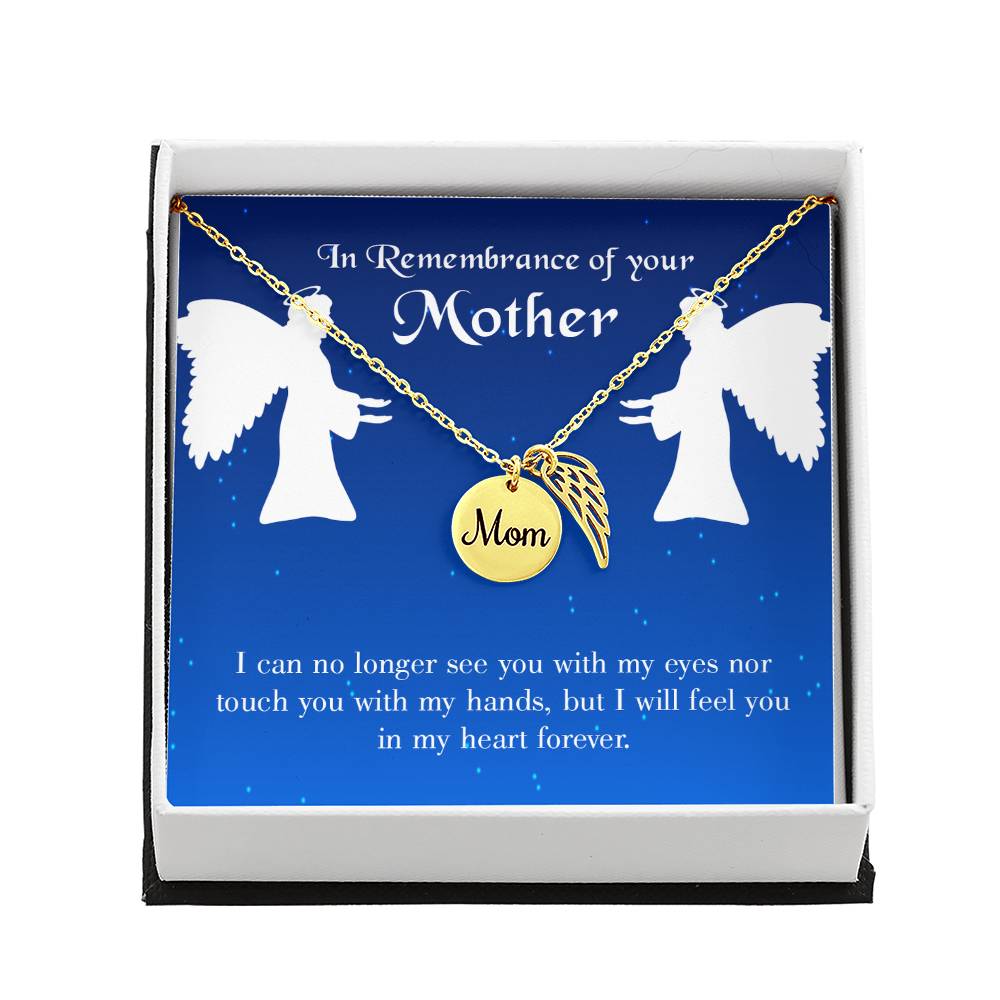 In My Heart Forever Mom Remembrance Necklace Angel Wing Charm, Stainless Steel 18-22'' Chain-Express Your Love Gifts