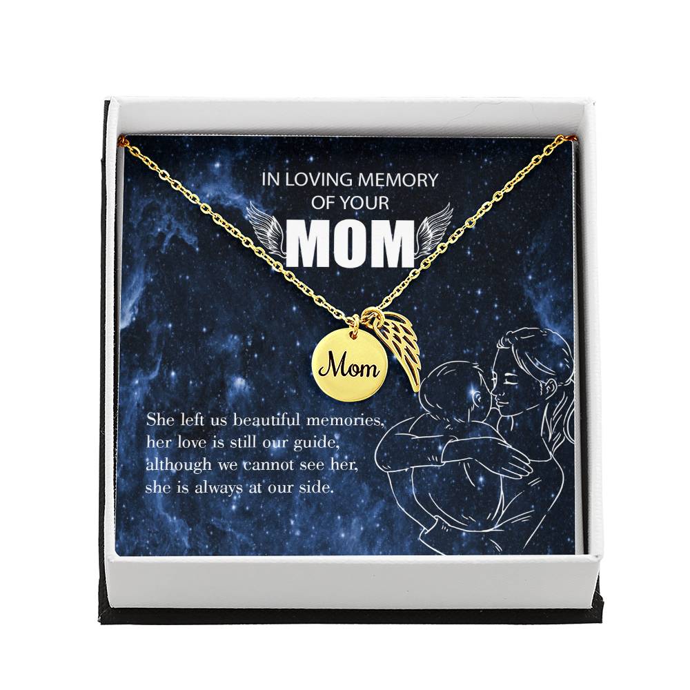 Mom'S Love Our Guide Mom Remembrance Necklace Angel Wing Charm, Stainless Steel 18-22'' Chain-Express Your Love Gifts