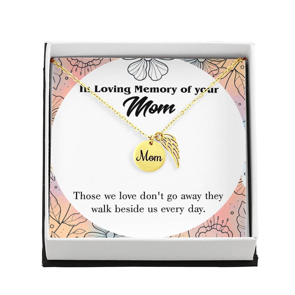 Those We Love Mom Remembrance Necklace Angel Wing Charm, Stainless Steel 18-22'' Chain-Express Your Love Gifts