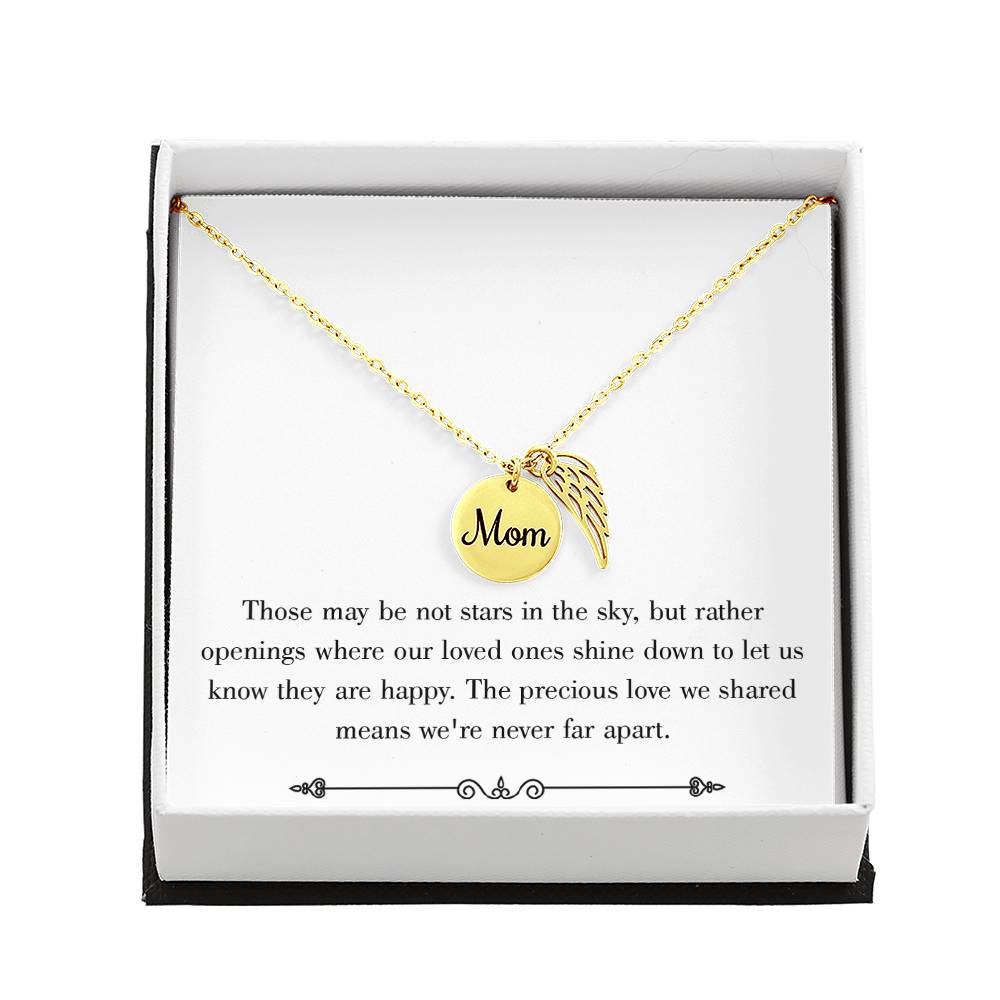 Stars In The Sky White Mom Remembrance Necklace Angel Wing Charm, Stainless Steel 18-22'' Chain-Express Your Love Gifts