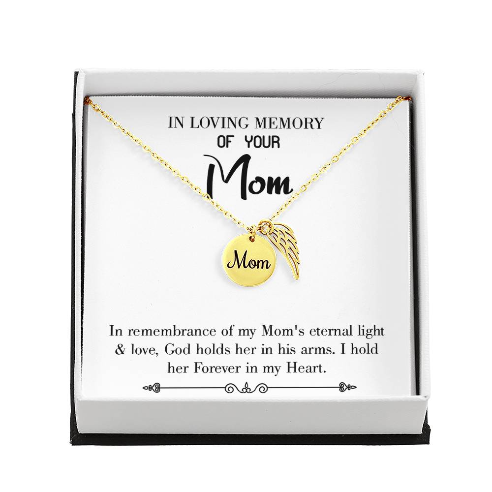 Mom'S Eternal Light White Mom Remembrance Necklace Angel Wing Charm, Stainless Steel 18-22'' Chain-Express Your Love Gifts