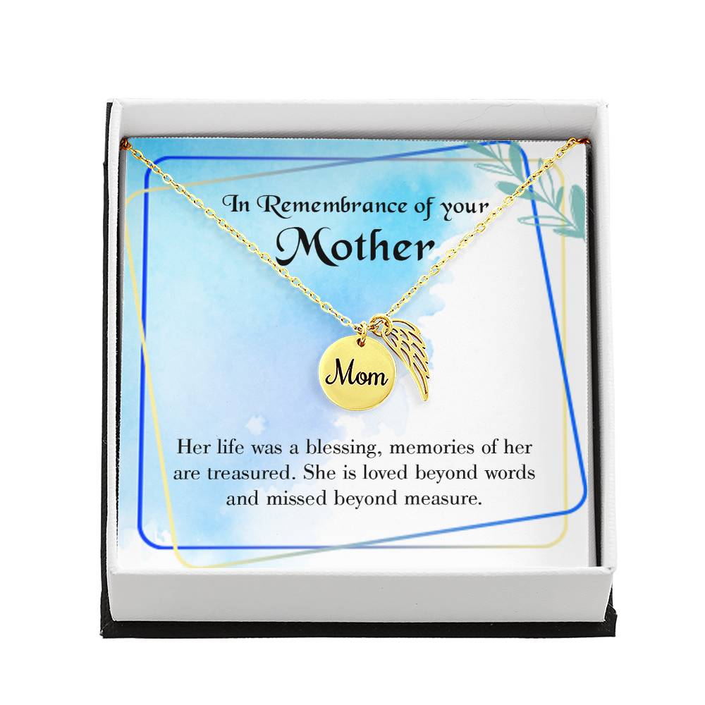 Mom'S Life Is A Blessing Mom Remembrance Necklace Angel Wing Charm, Stainless Steel 18-22'' Chain-Express Your Love Gifts