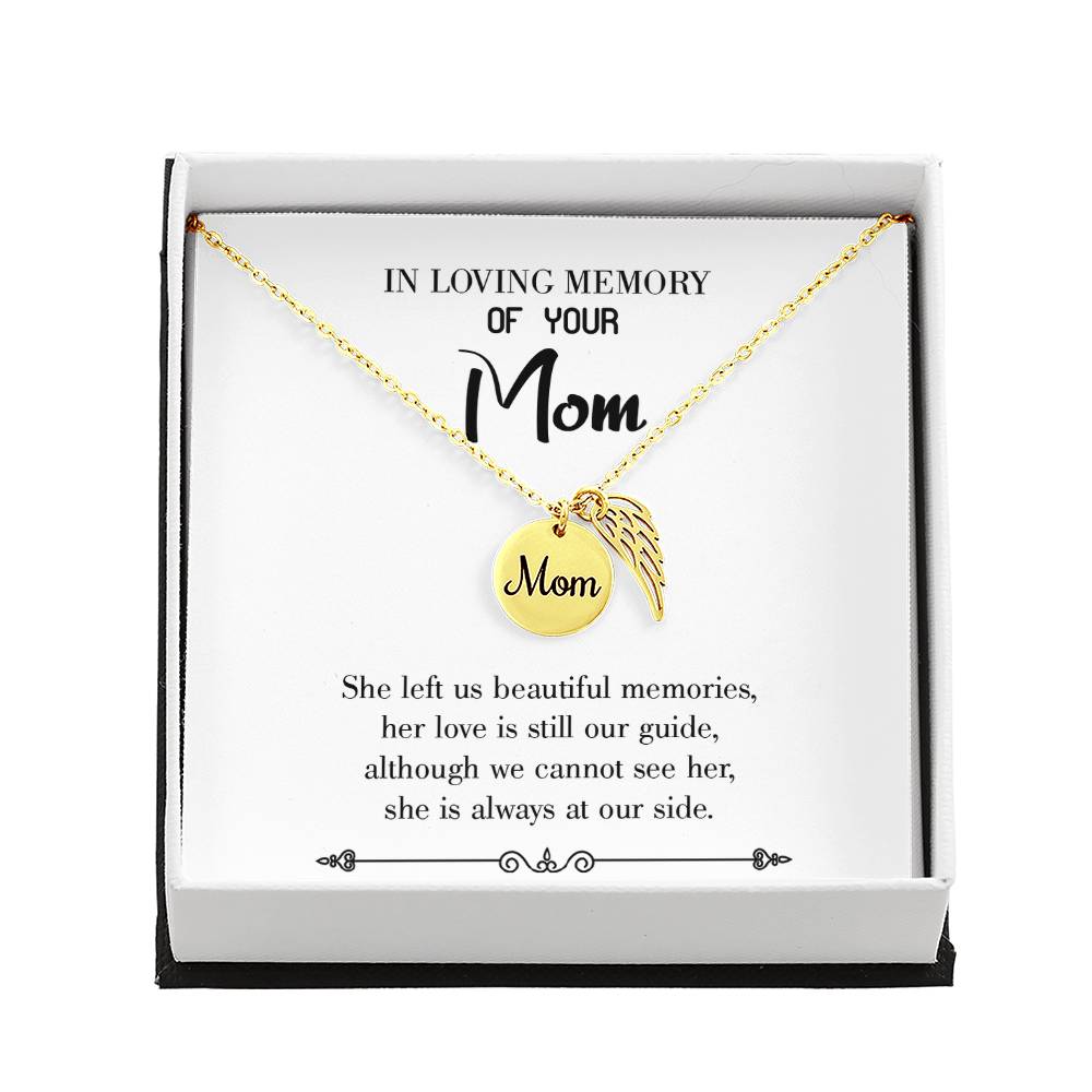 Love Is Our Guide White Mom Remembrance Necklace Angel Wing Charm, Stainless Steel 18-22'' Chain-Express Your Love Gifts