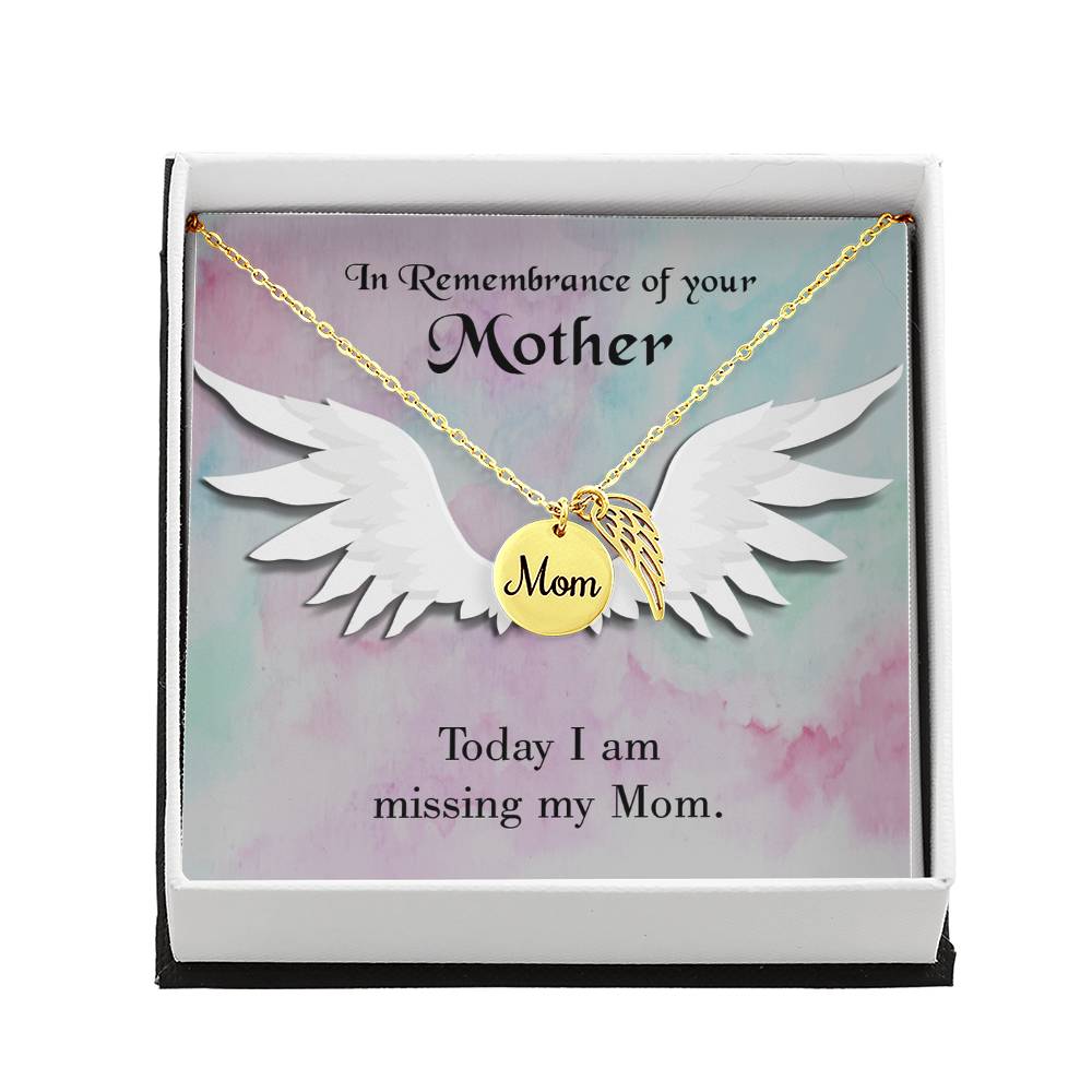 Missing My Mom Mom Remembrance Necklace Angel Wing Charm, Stainless Steel 18-22'' Chain-Express Your Love Gifts