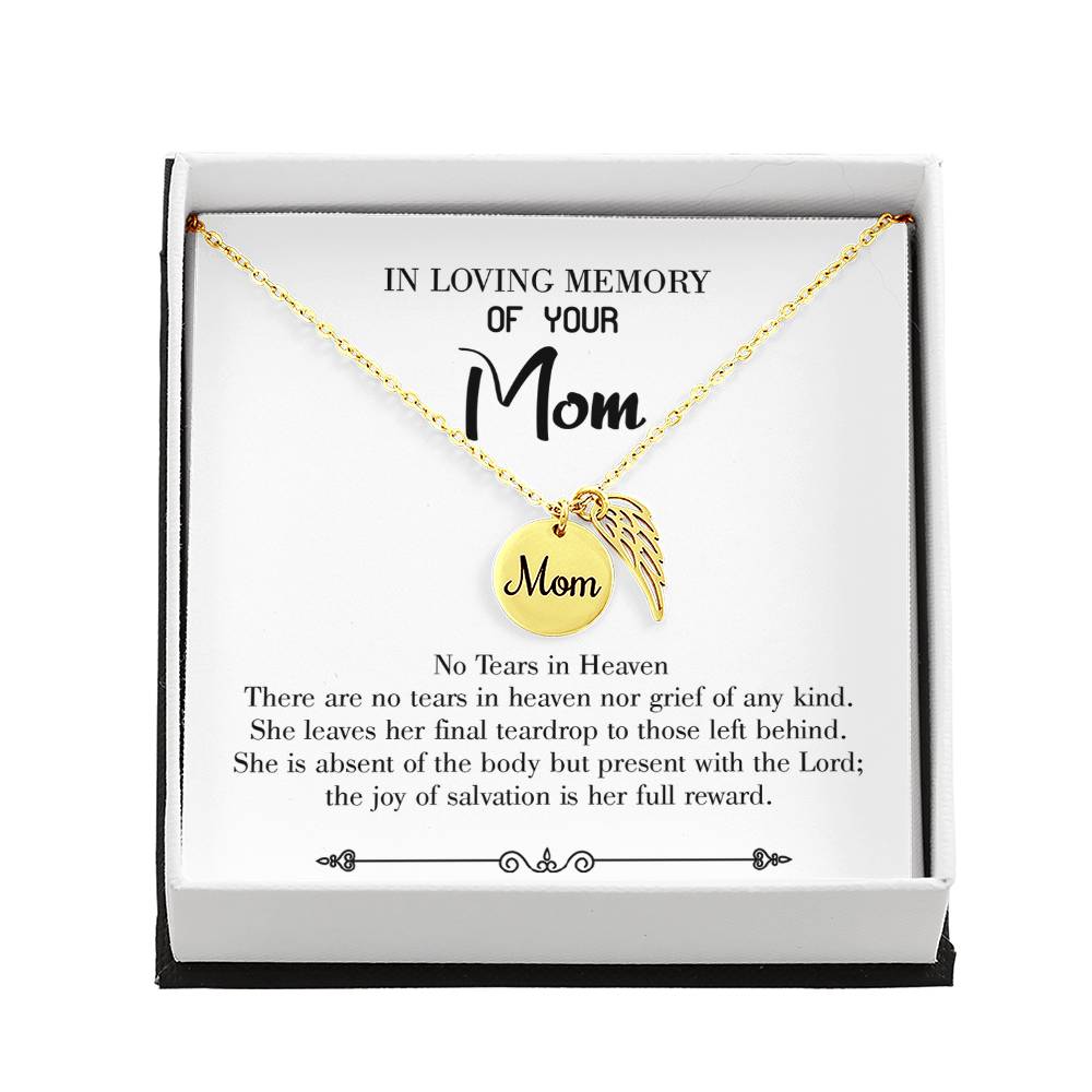 Tears In Heaven Mom Remembrance Necklace Angel Wing Charm, Stainless Steel 18-22'' Chain-Express Your Love Gifts