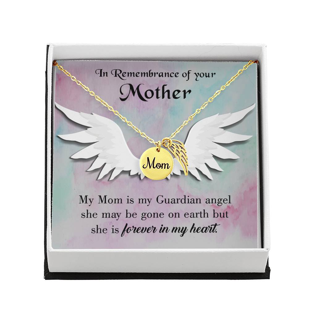 Mommy Guardian Angel Mom Remembrance Necklace Angel Wing Charm, Stainless Steel 18-22'' Chain-Express Your Love Gifts