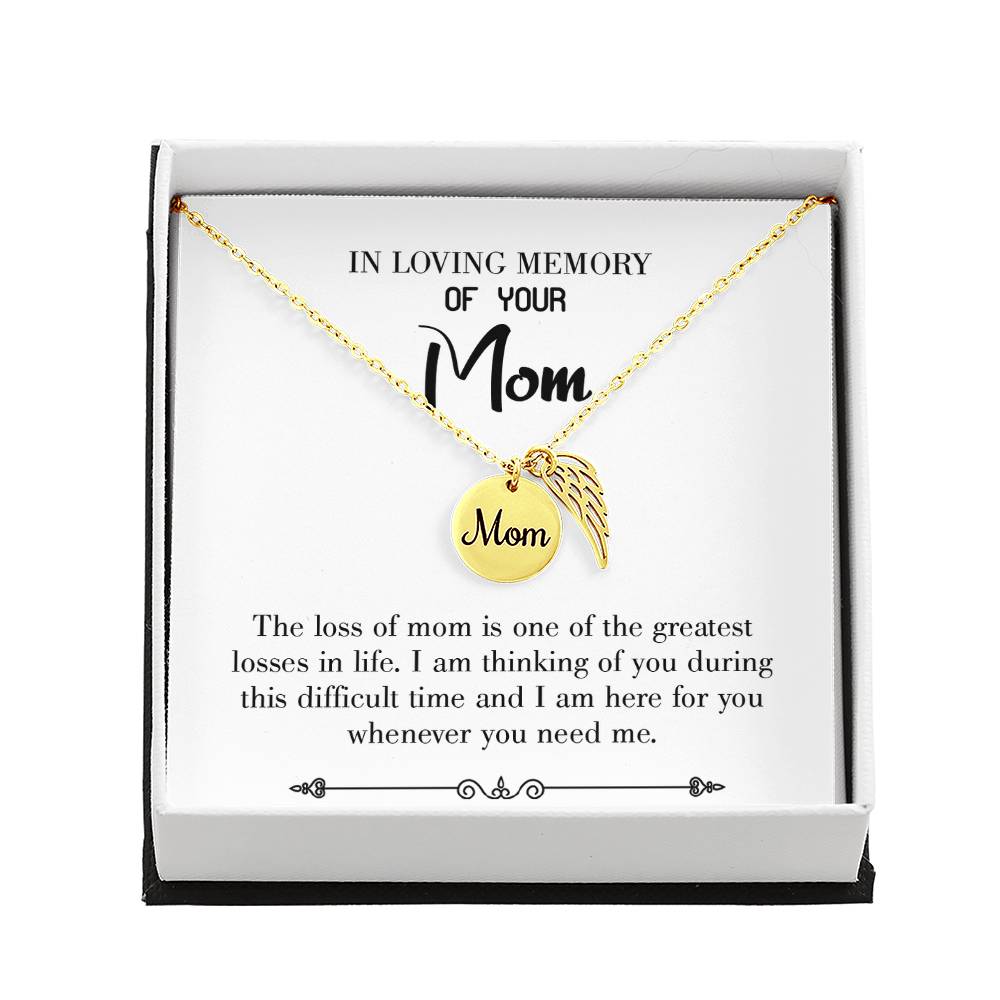 Stay Strong White Mom Remembrance Necklace Angel Wing Charm, Stainless Steel 18-22'' Chain-Express Your Love Gifts