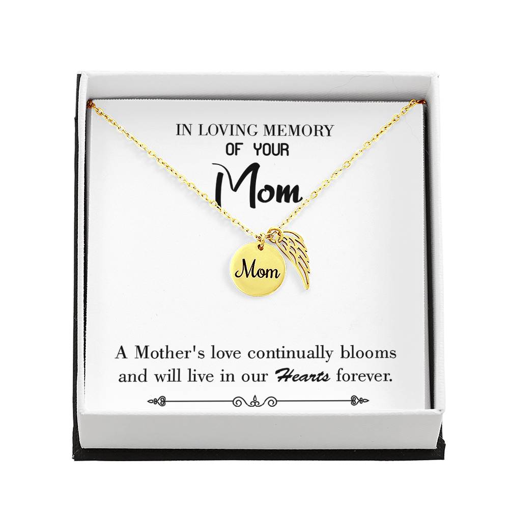 Mother'S Love Blooms White Mom Remembrance Necklace Angel Wing Charm, Stainless Steel 18-22'' Chain-Express Your Love Gifts