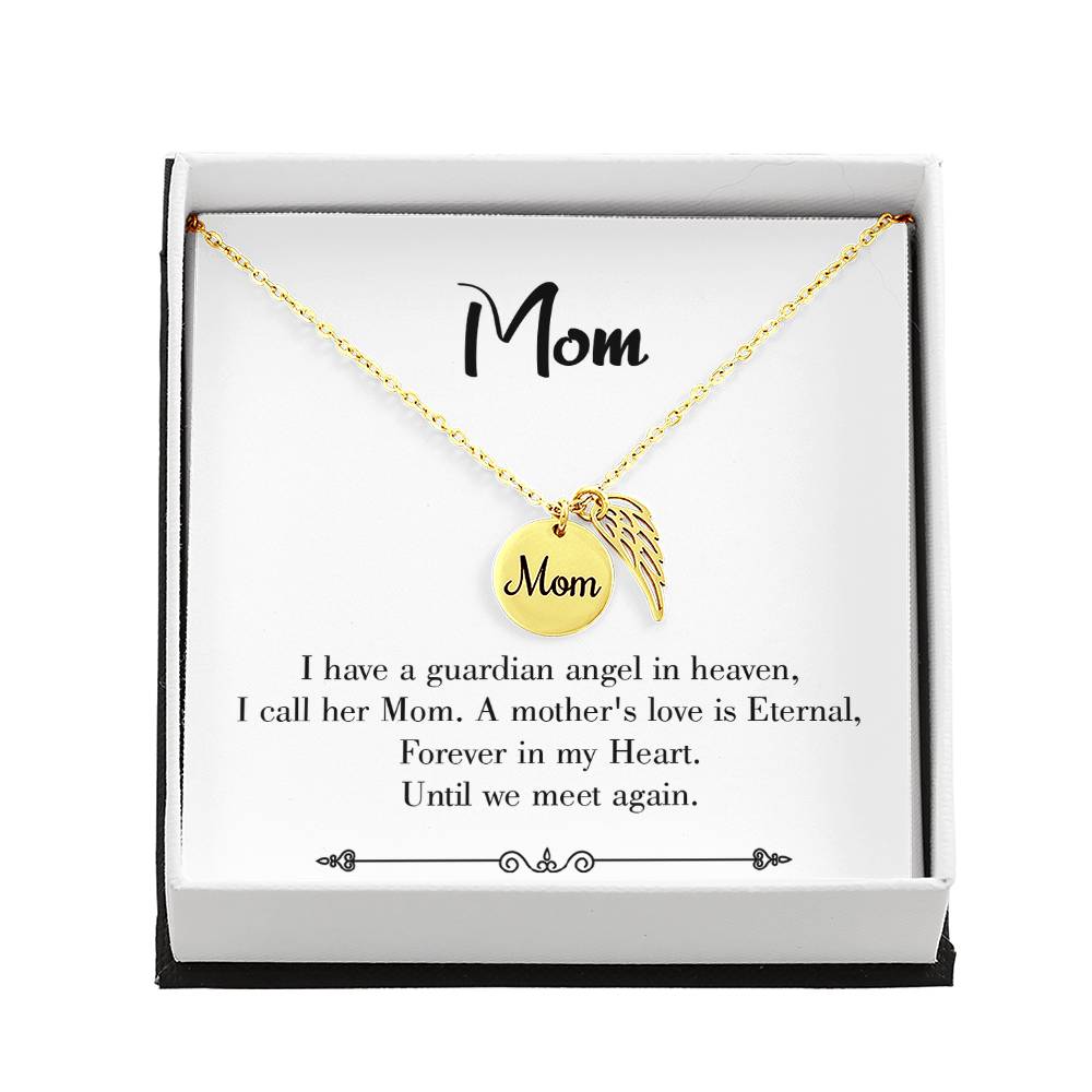 Mother'S Love Is Eternal White Mom Remembrance Necklace Angel Wing Charm, Stainless Steel 18-22'' Chain-Express Your Love Gifts