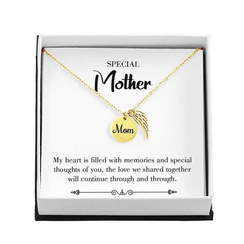 Special Mother White Mom Remembrance Necklace Angel Wing Charm, Stainless Steel 18-22'' Chain-Express Your Love Gifts