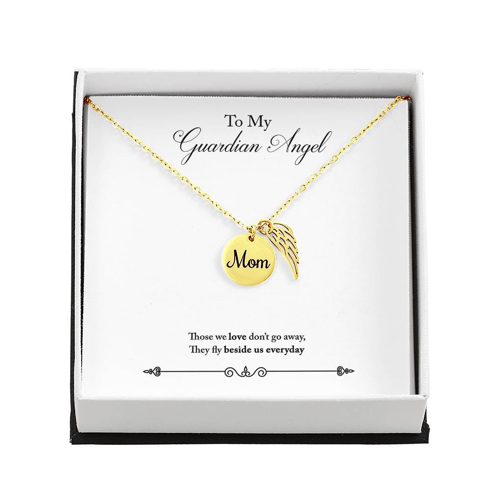 Guardian Angel Remembrance Mom Remembrance Necklace Angel Wing Charm, Stainless Steel 18-22'' Chain-Express Your Love Gifts